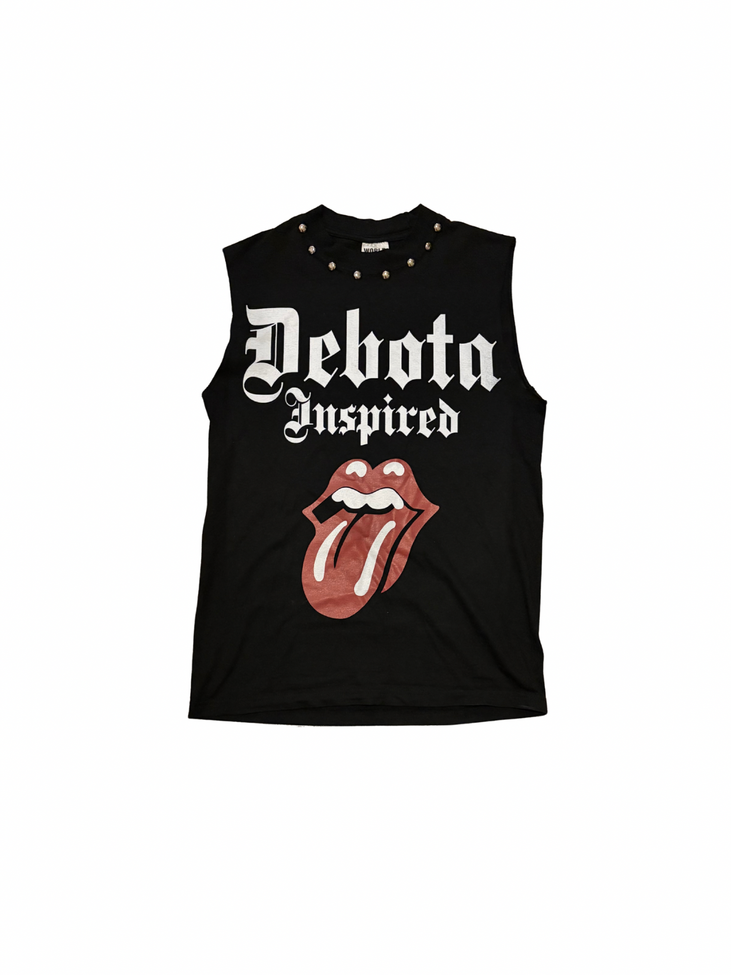 Rolling Stone/ Dēbota Inspired Black Stone Cut Off Cropped Tee
