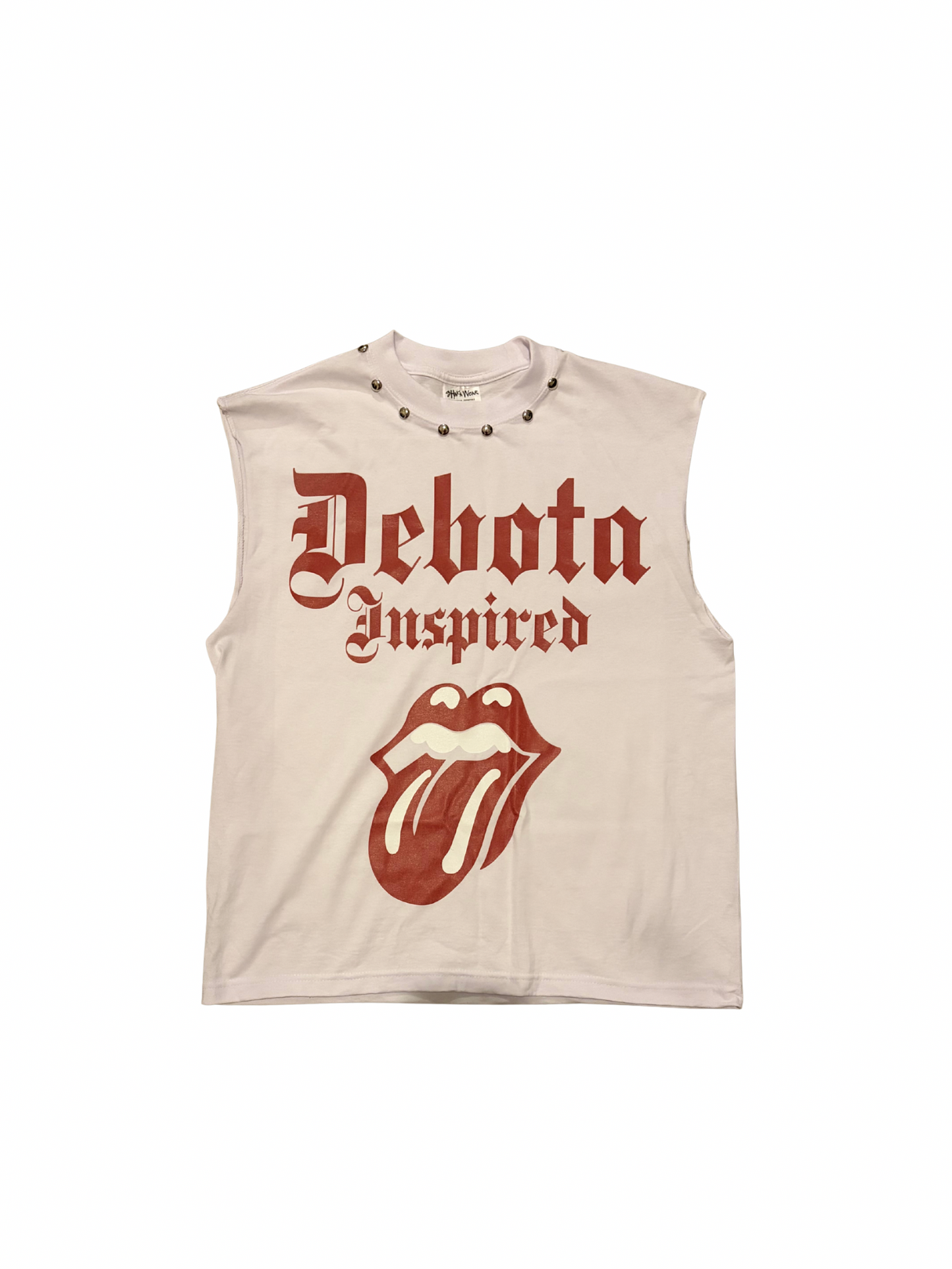 Rolling Stone/Dēbotā Inspired White Stone Cut Off Cropped Tee